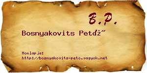 Bosnyakovits Pető névjegykártya